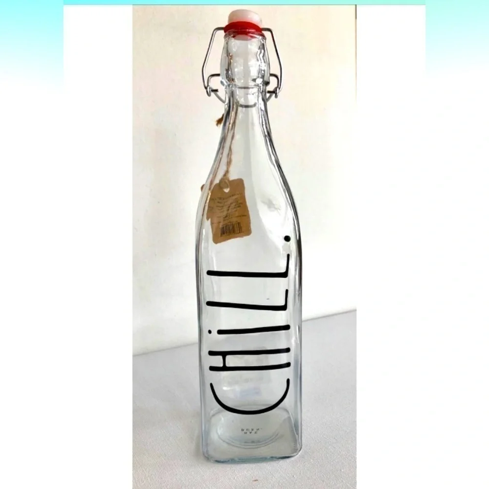 Rae Dunn CHILL Glass Bail & Trigger Bottle Decanter 33.8 OZ